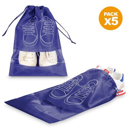 Pack X5 Bolsa Organizador Protector de Zapatos para Viaje Azul BZ3