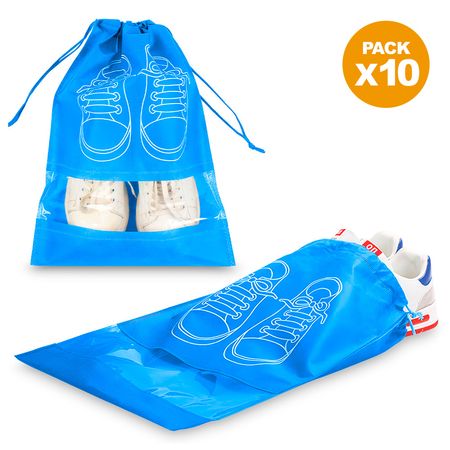 Pack X10 Bolsa Organizador Protector de Zapatos para Viaje Celeste BZ3