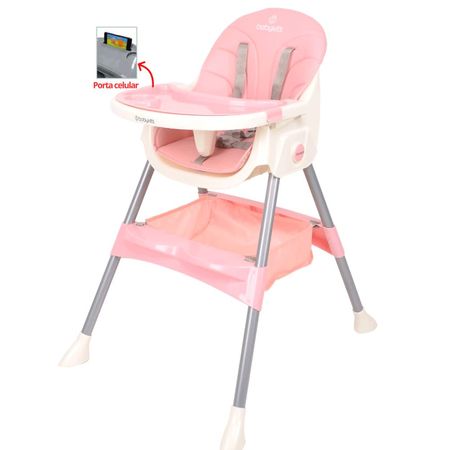 Silla de Comer Baby Kits Plegable Doble bandeja STEPS Rosado