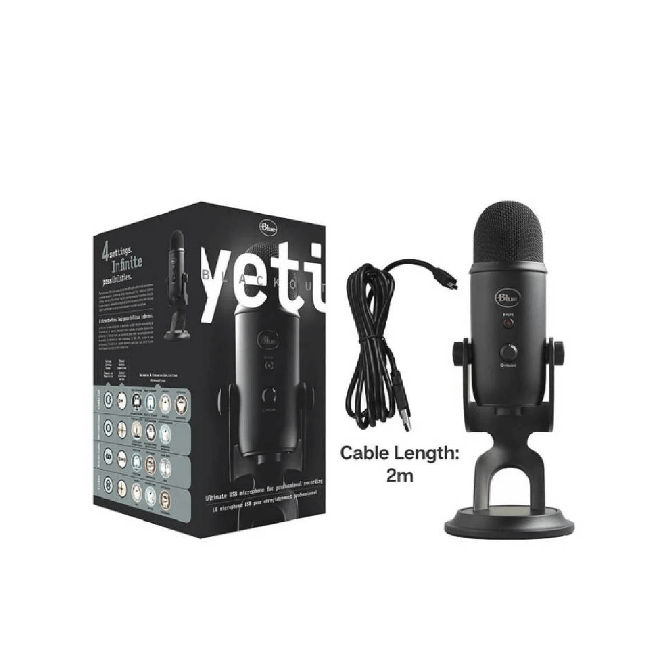 Microfono Blue Yeti Usb Streaming Cardioid Omni Bi Black