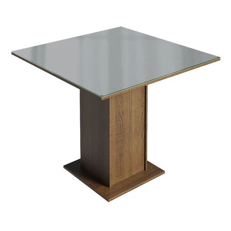 Mesa de Comedor Cuadrada con Encimera de vidrio 4 Puestos 5363 Marrón/Gris