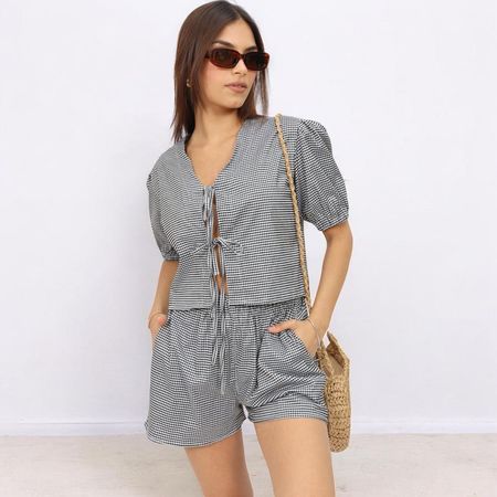 Set Dos Piezas Vichy Algodón Isabella de Mujer Talla L Negro