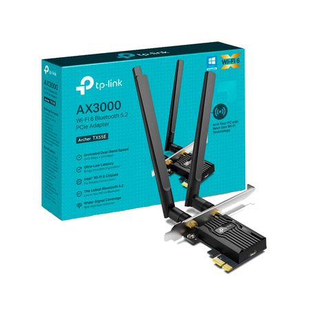Tarjeta de red Tp Link Archer TX55E Adaptador PCIe WiFi 6 Bluetooth 5.2 AX3000