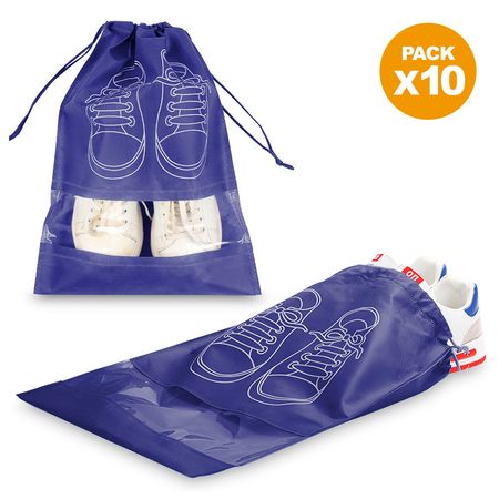 Pack X10 Bolsa Organizador Protector de Zapatos para Viaje Azul BZ3