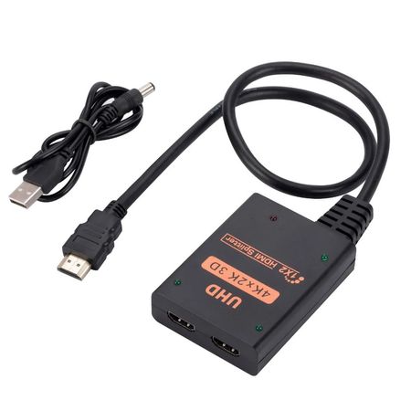 Splitter Hdmi 1x2 Full HD 4K con Cable Multiplica Señal Conecta 2 tv