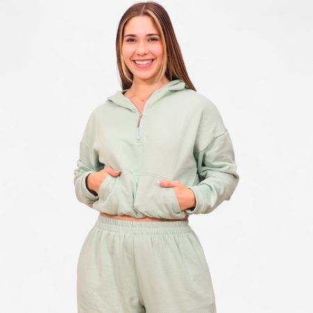 Conjunto Grueso de Algodón Chompero Grueso Vienna Mood Mujer Talla M Verde
