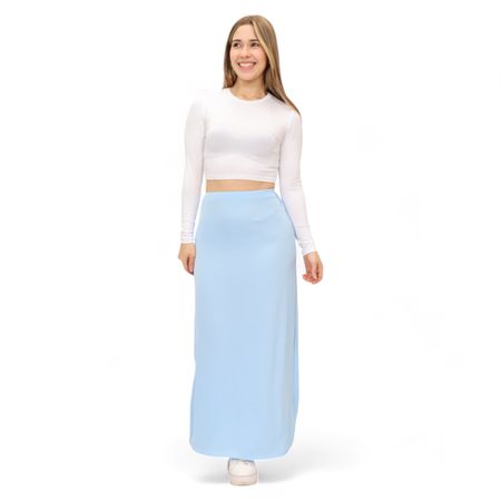 Falda Larga Seda Modelo Amalia Mood Mujer Talla S Celeste