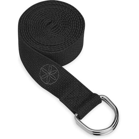 Correa de yoga Gaiam 182.88 cm con hebilla ajustable, ideal para yoga y pilates.