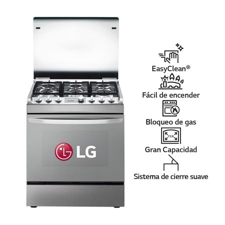 Cocina a Gas LG RSG314M 6 hornillas EasyClean Acero Inoxidable