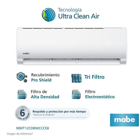 Aire Acondicionado Tradicional 220V 12000 BTU Blanco Mabe MMT12CDBWCCC8