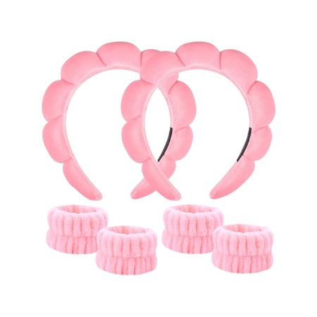 Diadema de Baño + Pulseras de Muñeca Rosa 2 Unidades