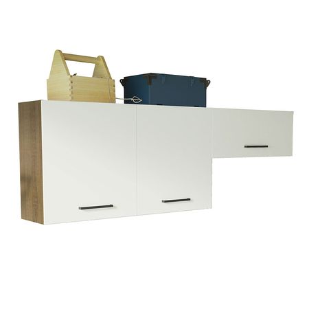 Kit Gabinete Superior Almacenamiento Garaje 200 cm Marrón/Blanco