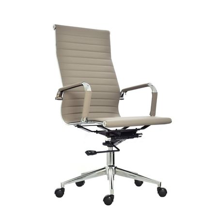 Silla de Escritorio Boss Presidente Inter Espaldar Alto Marrón Taupe Ofideas Sillón de Oficina Giratoria Boss Presidente Eco Arena Taupe Alta Ofideas