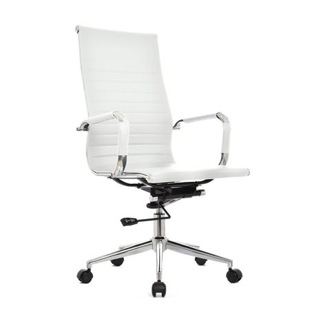 Silla de Escritorio Boss Presidente Inter Espaldar Alto Blanco Ofideas Sillón de Oficina Giratoria Boss Presidente Eco Blanco Alta Ofideas