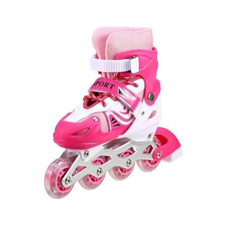 Set Patines Lineales Regulables Talla 34 a 37 Rosa 4 Luces Set Patines Lineales Regulables Talla 34 a 37 Fucsia 4 Luces