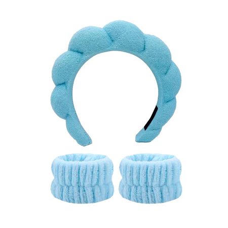 Diadema de Baño + Pulseras de Muñeca Celeste