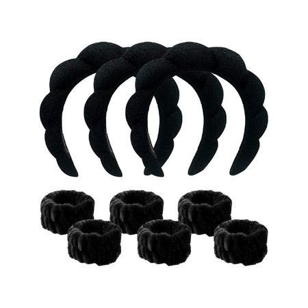 Diadema de Baño + Pulseras de Muñeca Negro 3 Unidades