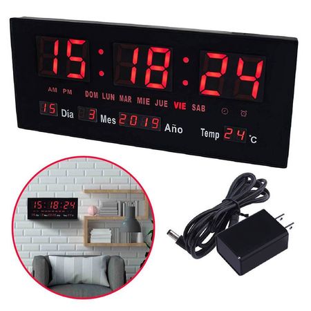 Reloj Digital Led Pared Alarma Calendario Temperatura