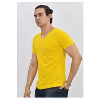 Polo Básico para Hombre cuello en V amarillo Talla S