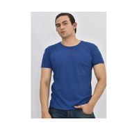 Polo Básico para Hombre Cuello Redondo Azul Talla S