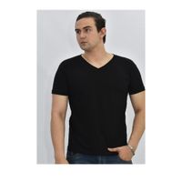 Polo Básico para Hombre cuello en V Negro Talla S