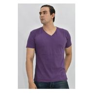 Polo Básico para Hombre cuello en V Lila Talla S