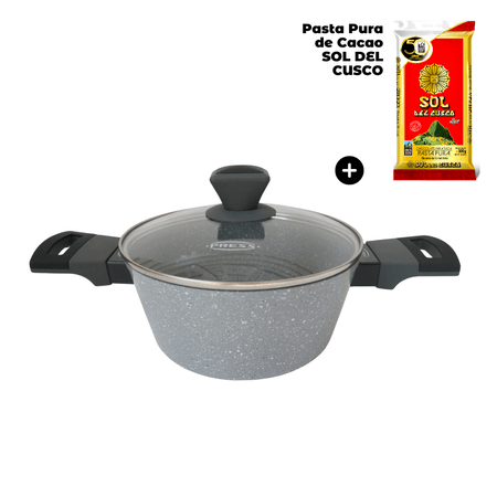 Olla con Tapa Vidrio Templado 20cm+Chocolate Puro 300gr