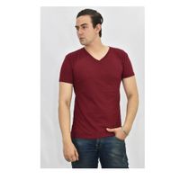 Polo Básico para Hombre cuello en V guinda Talla S