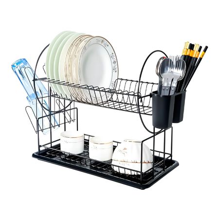 Rack Escurreplatos Vasos para Cocina Organizador Porta Cucharones Negro