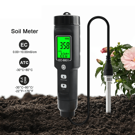 Medidor de Conductividad de Suelo 2 en 1 EC Temperatura con Sonda