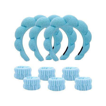 Diadema de Baño + Pulseras de Muñeca Celeste 3 Unidades