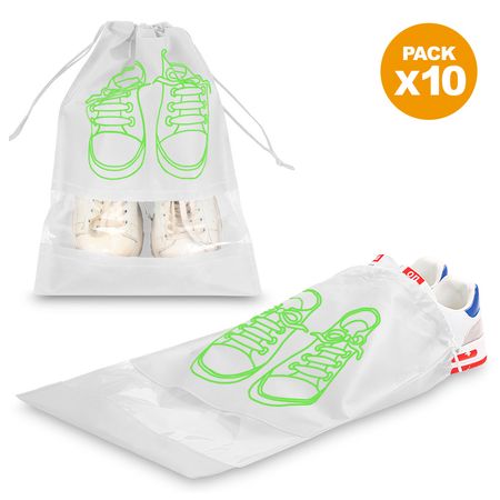 Pack X10 Bolsa Organizador Protector de Zapatos para Viaje Blanco BZ3