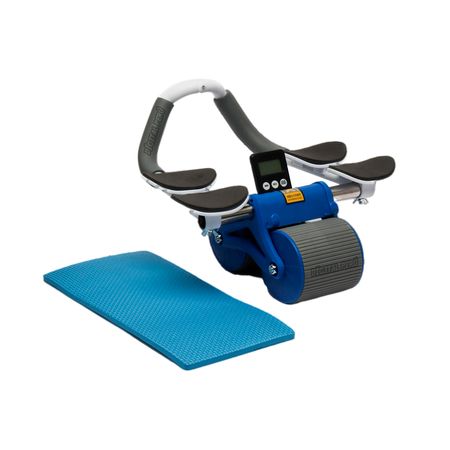 Rueda Abdominal Doble con Rebote Automático, Soporte y Temporizador Gratis Color Azul