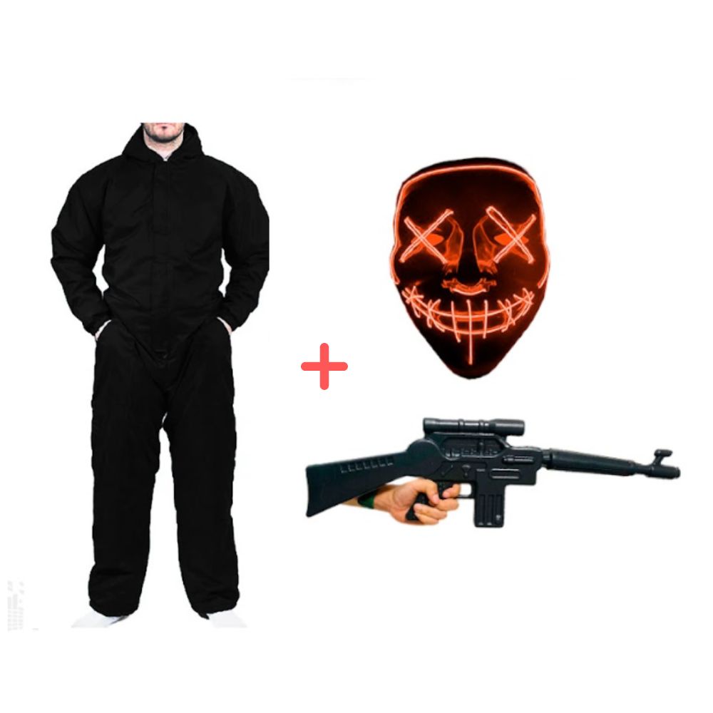 Disfraz Completo Máscara Led Colors Talla L y Accesorio