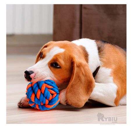 Pelota de Juguete Trenzada de Algodon Azul Y+Agendita