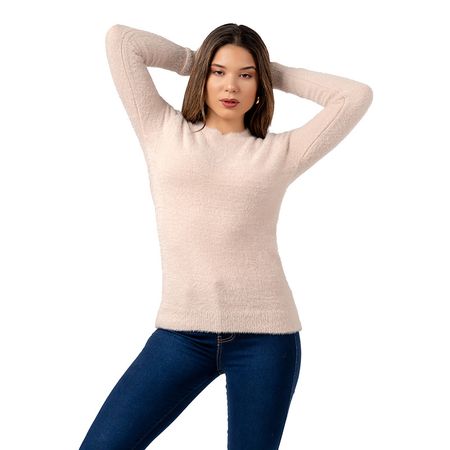 Polera Básico y Suave de Angora Color Crema M