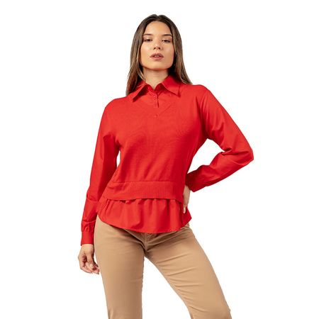 Chompa Camisero 2 en 1 Color Rojo M