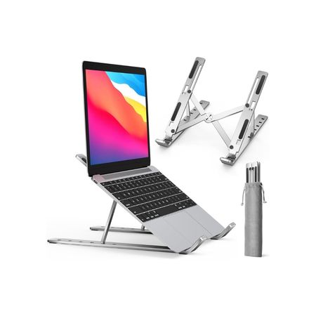 Soporte Aluminio Plegable para Laptop Portatil Multifuncional Gris