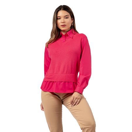 Chompa Camisero 2 en 1 Color Fucsia M