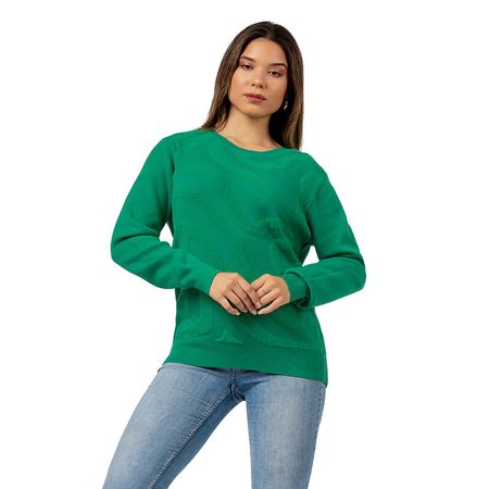 Sueter Polera Mujer de Cashemira Color Verde XL