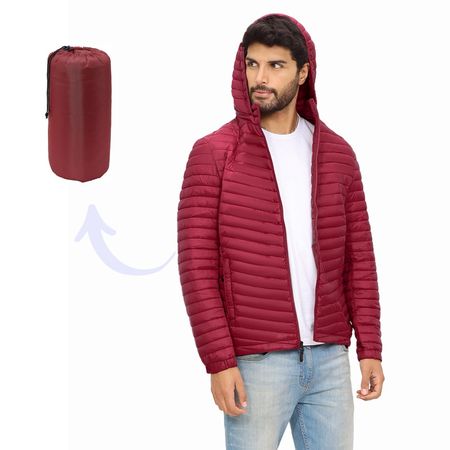 Casaca Impermeable Hombre Capucha Desmontable Color Guinda XL