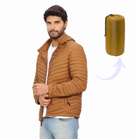 Casaca Impermeable Hombre Capucha Desmontable Color Mostaza XXXL