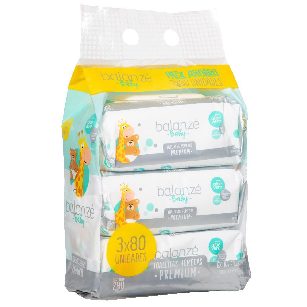 Toallitas Húmedas BALANZÉ BABY Pack 3 x80un