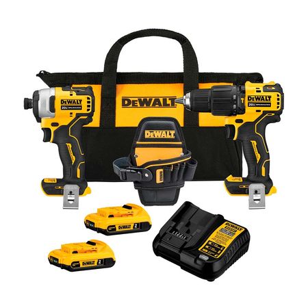 Taladro percutor + atornillador de impacto atomic + portatal Dewalt