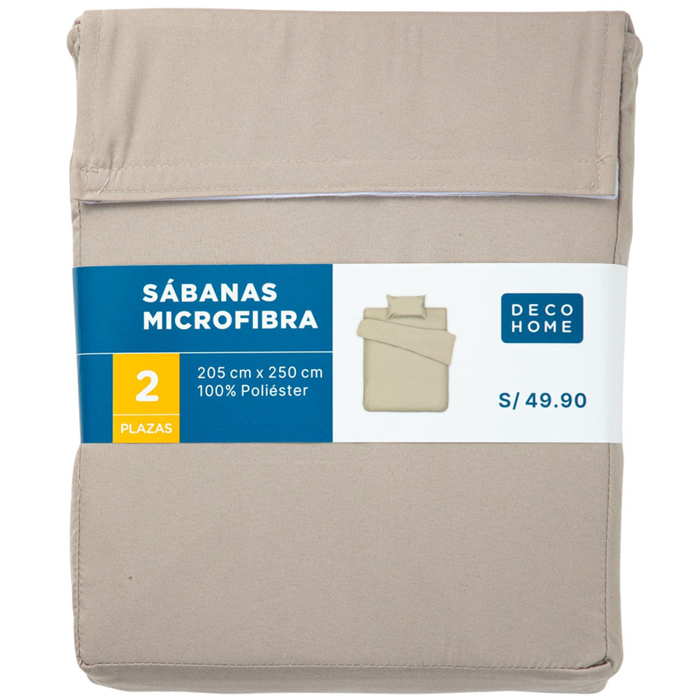 Sábana DECO HOME Microfibra 2 Plazas Beige
