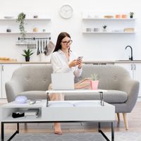 Mesa de Centro TU MESITA Milena color Blanco Puerta Levadiza