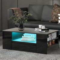 Mesa de Centro TU MESITA Mistic luz LED 1 cajón color Negro