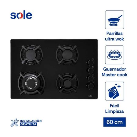 Cocina Encimera Sole SOLCO047V3 Vidrio Templado 65cm