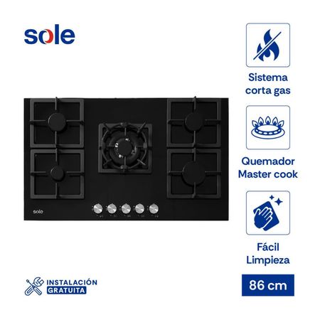 Cocina Encimera Sole SOLCO041 Vidrio Templado 86cm