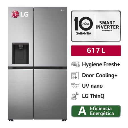 Refrigeradora LG Side By Side 617 L con Hygiene Fresh LS66SPP Plateado